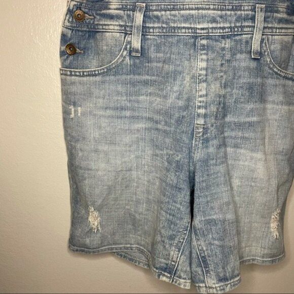 Big Star 1974 Denim Overalls Shorts Distressed Acid Wash Blue Women Size M - Picture 4 of 6